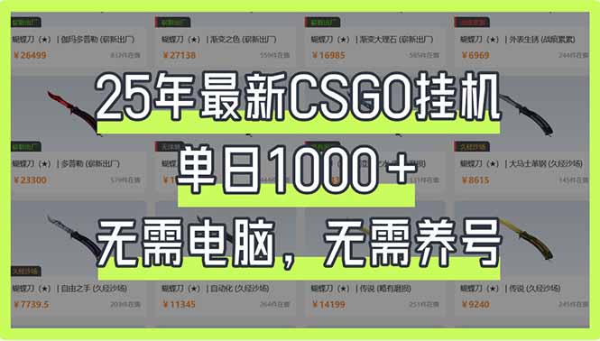 25年最新CSGO挂机系统，单日1000+，无需电脑，无需养号，0基础可上手远创网-专注分享副业落地实操课程 – 全网首发_高质量项目输出远创网
